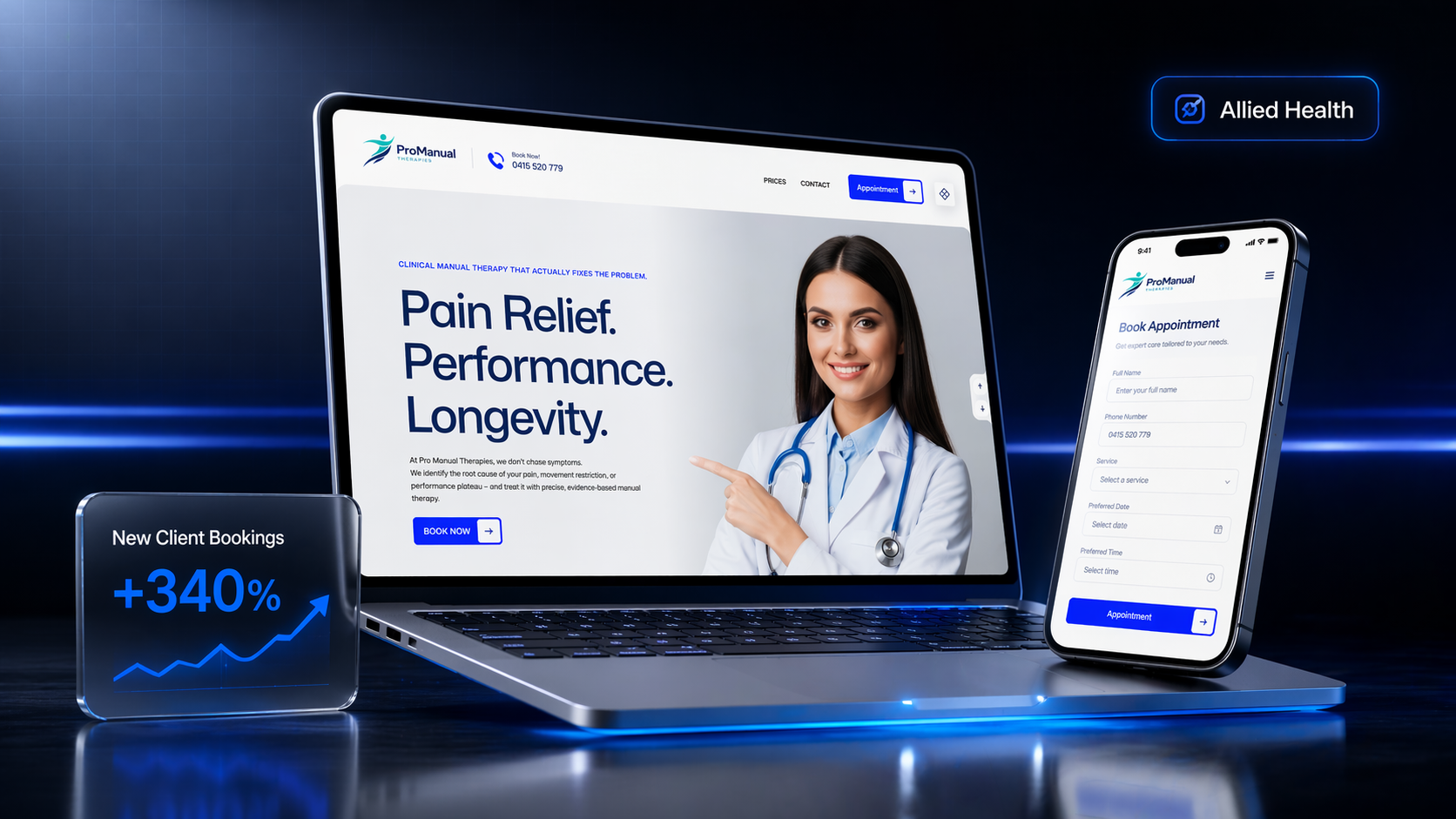 Pro Manual Therapies website mockup